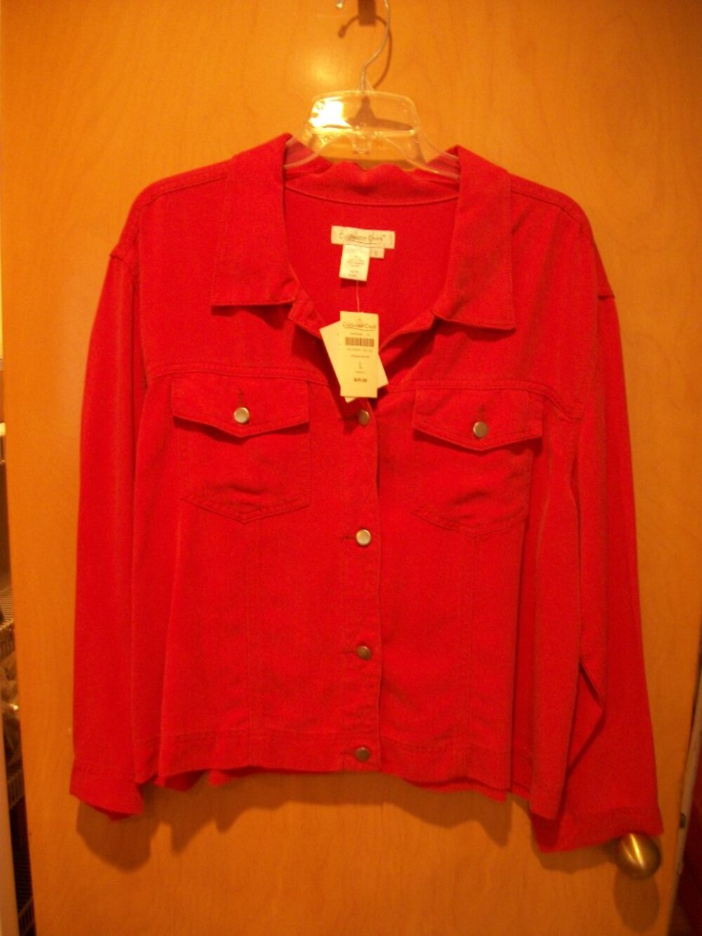 Coldwater Creek Tencel Jean Jacket Sz Large Orangeish Color NWT Think Fall!